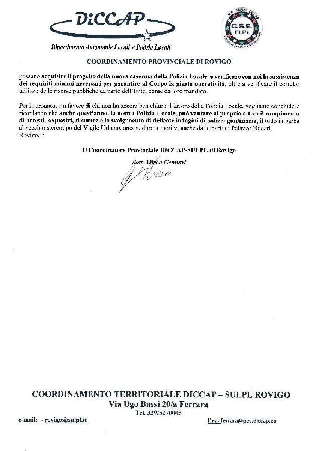 COMUNICATO STAMAP Sulpl Rovigo appello 20ai 20consiglieri 20comunali 20per 20caserma 20PL page 002