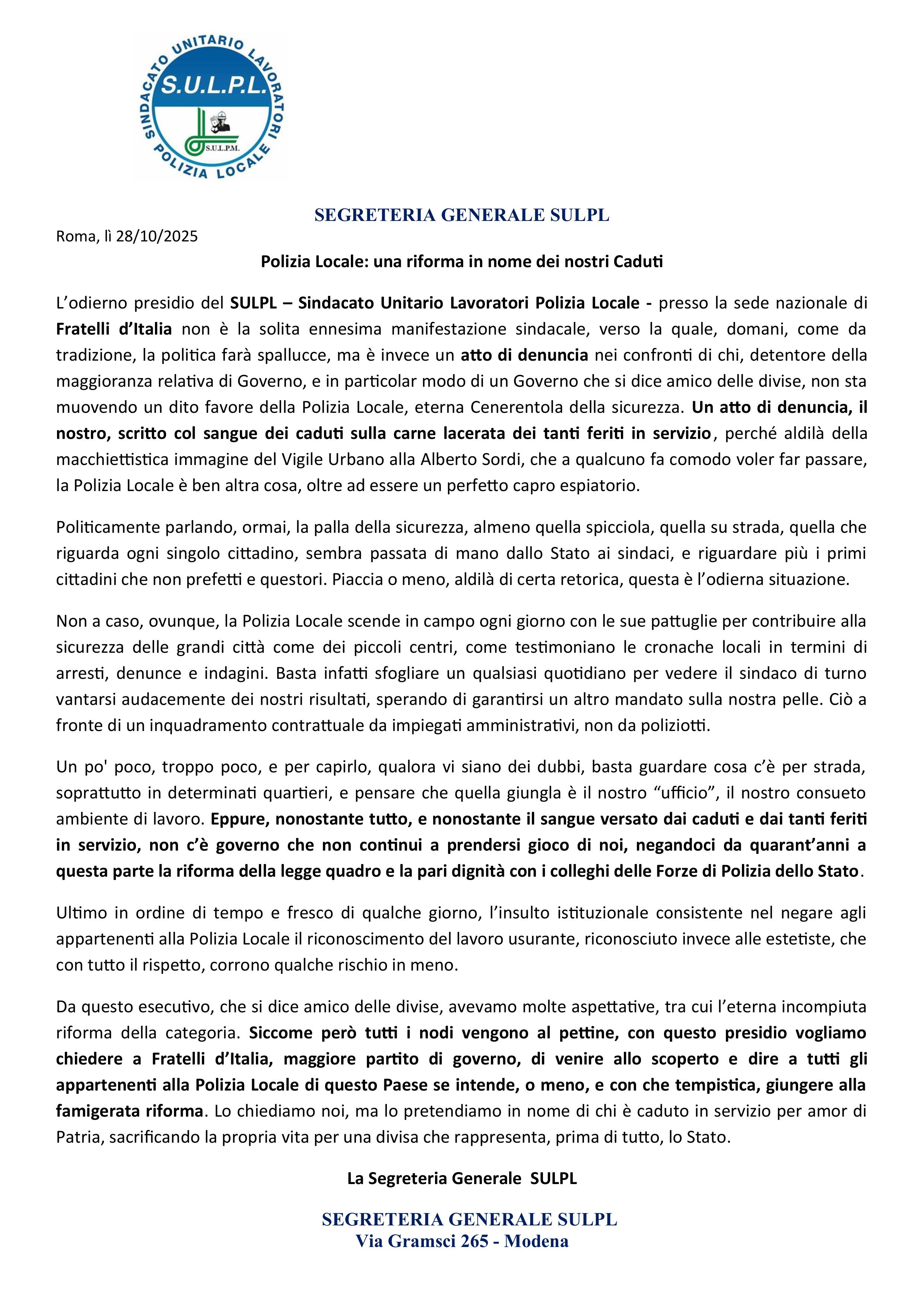 COMUNICATO STAMPA presidio SULPL 28.10.2025 1