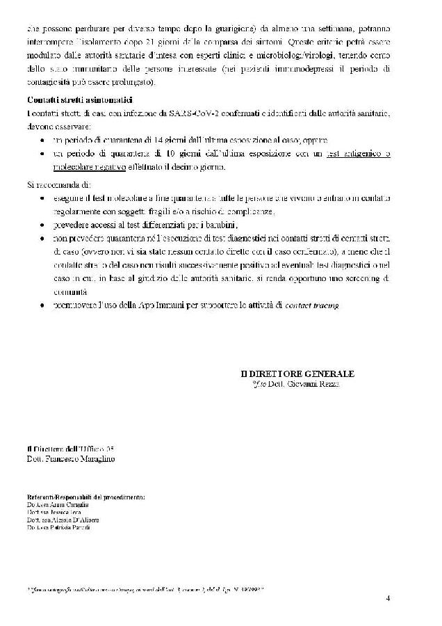 Circolare Min. Salute su isolamento fiduciario e quarantena page 004