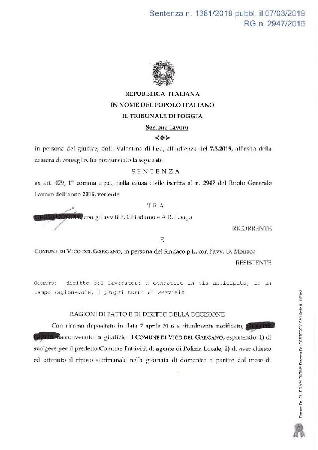 OBBLIGATORIO CONOSCERE IN ANTICIPO GLI ORARI DI LAVORO page 001
