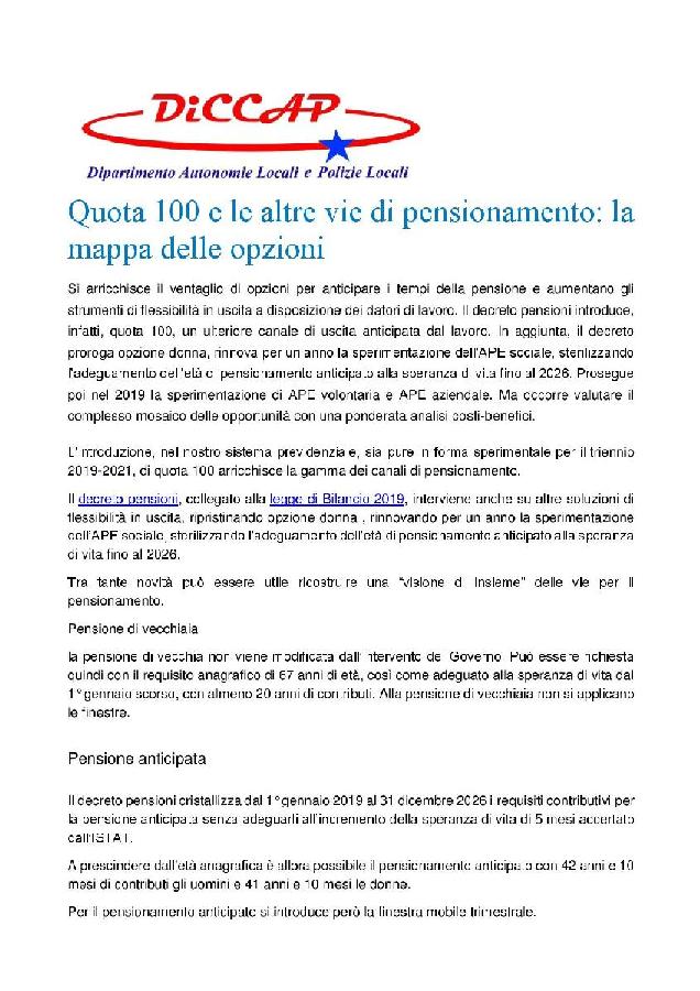 Quota 100 e le altre vie di pensionamento page 001