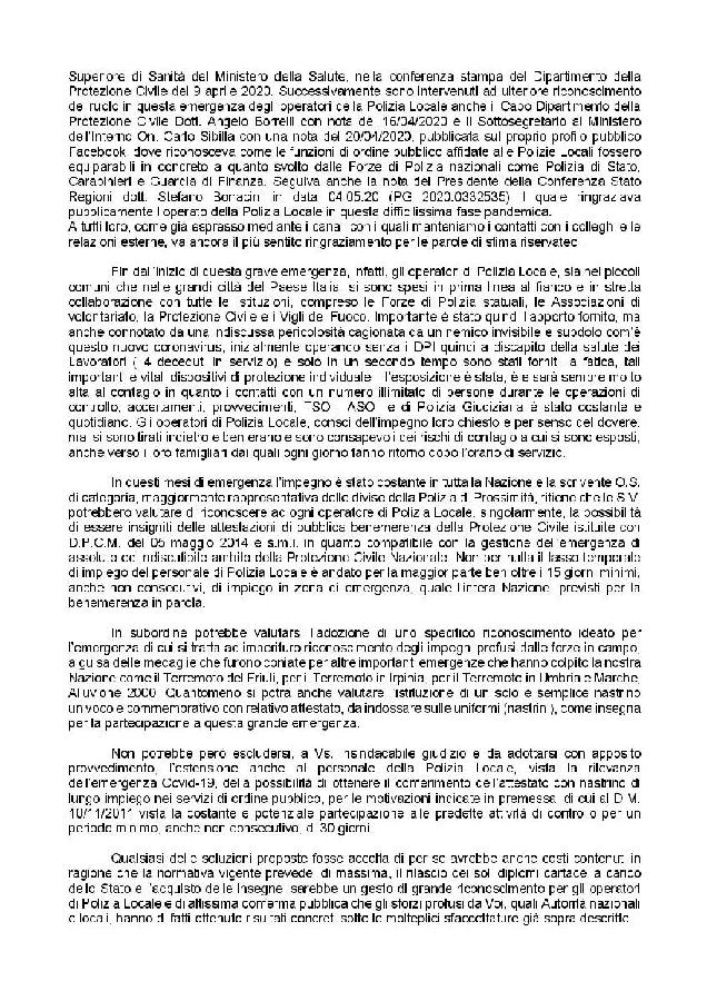 SULPL DICCAP emergenza COVID19 proposta pubblica benemerenza al personale della polizia locale page 002